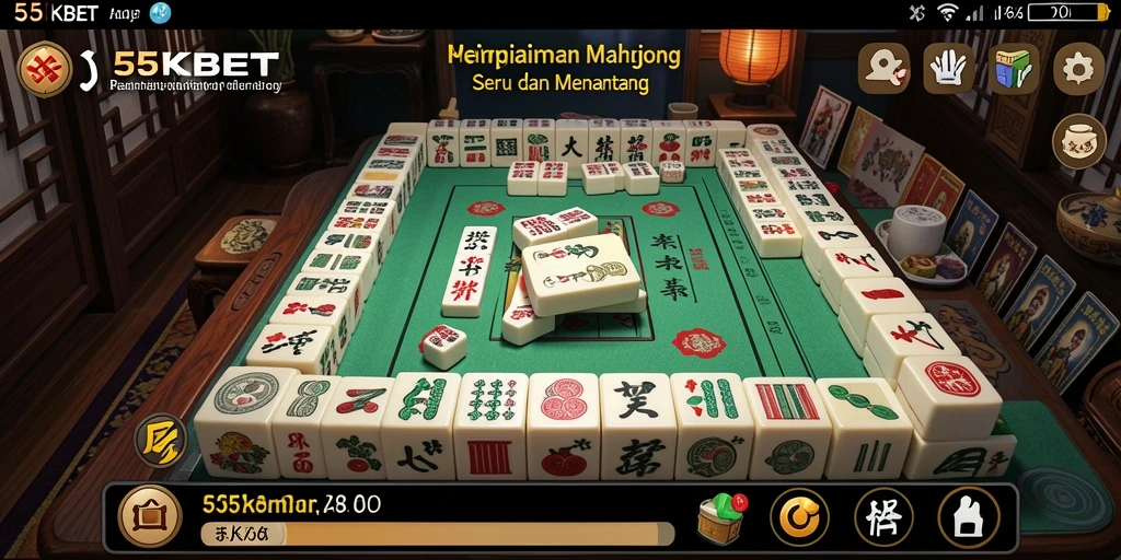 Tampilan gameplay <strong>Mahjong</strong> yang menarik di aplikasi <strong>55KBET</strong>.