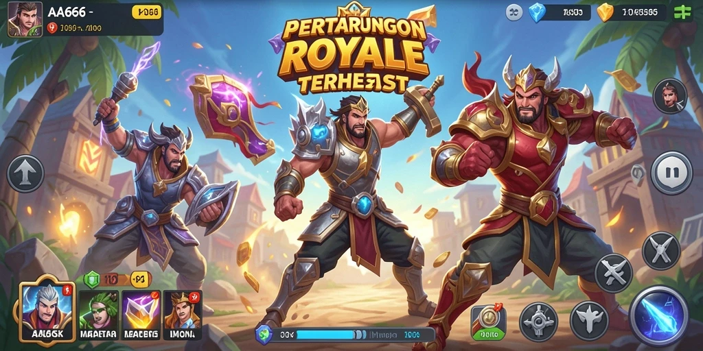 Screenshot utama AA666 menampilkan aksi seru dalam permainan Battle Royale.