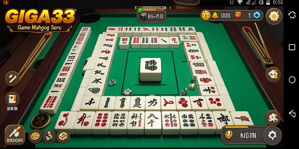 Screenshot GIGA33 menampilkan gameplay Mahjong yang seru dan interaktif.