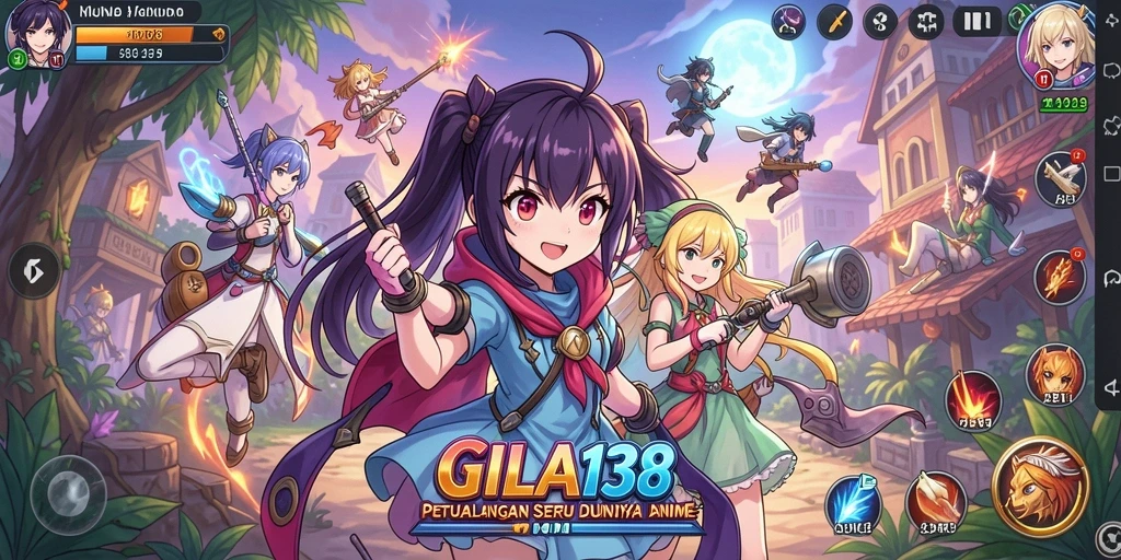 Tampilan gameplay seru dengan karakter anime yang menarik.
