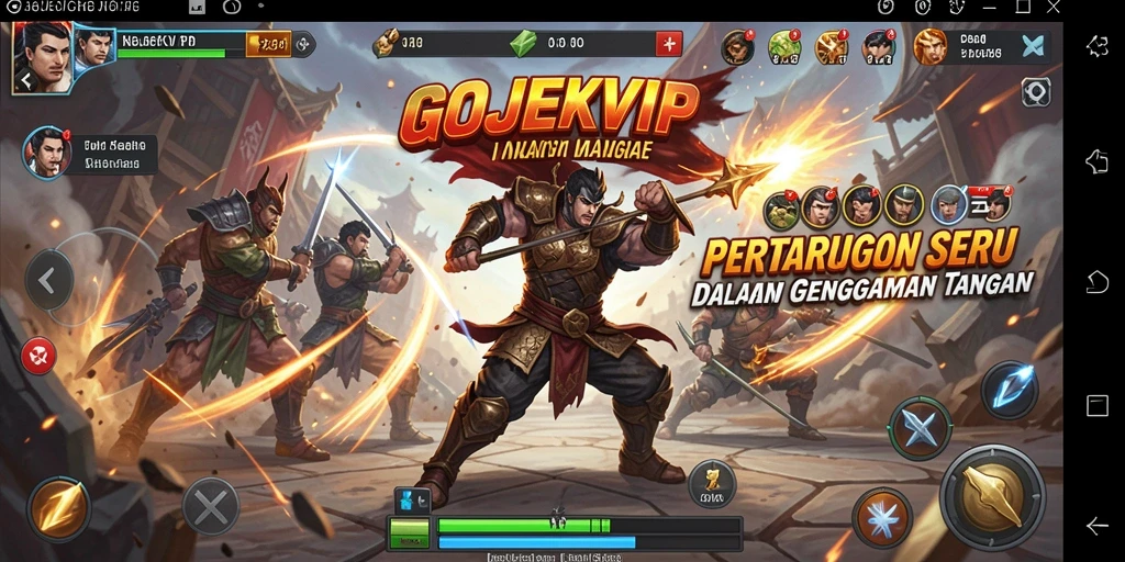 Tangkapan layar gameplay GOJEKVIP yang menampilkan pertarungan mendebarkan.