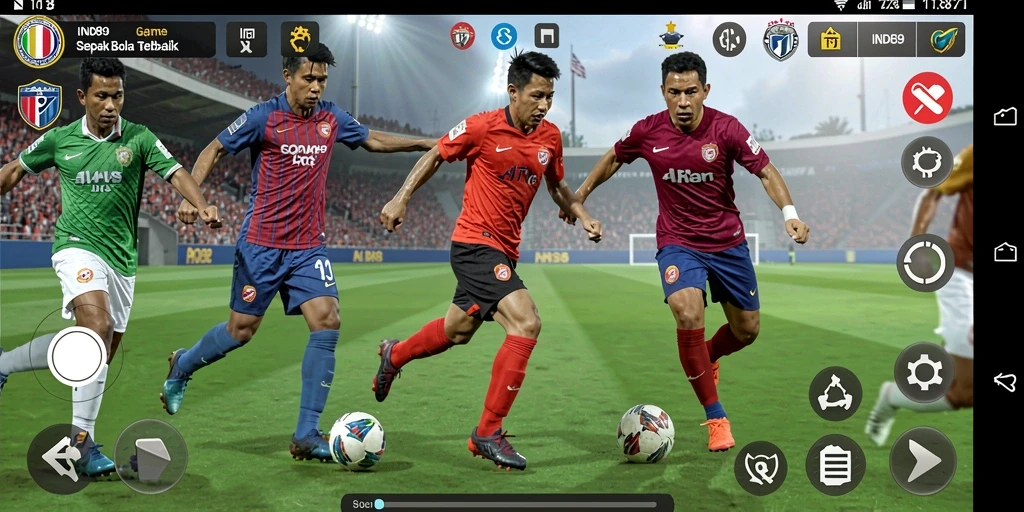 Screenshot gameplay IND89 dengan aksi sepak bola seru.