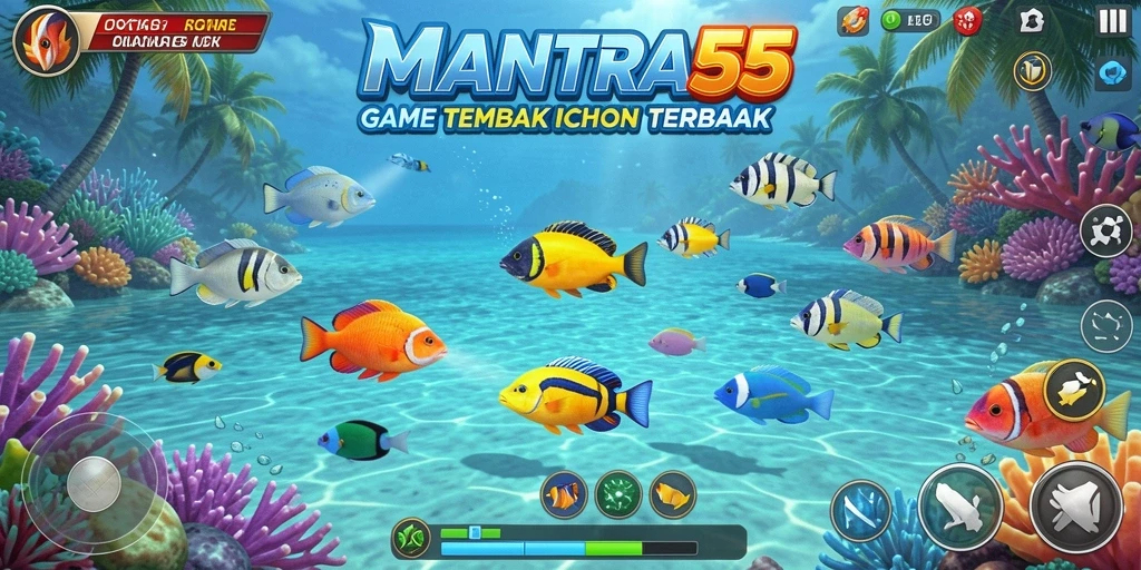 Gameplay menarik dalam MANTRA55 dengan aksi menangkap ikan.