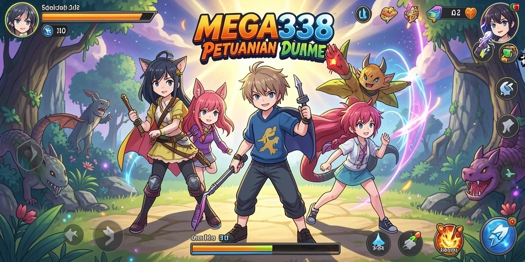 Tampilan gameplay MEGA338 yang menakjubkan dengan karakter anime.