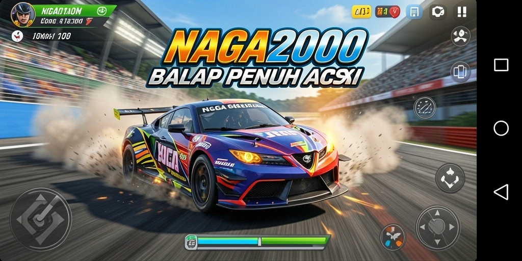 Screenshot gameplay NAGA2000 menampilkan aksi balapan yang seru dan grafis yang menawan.
