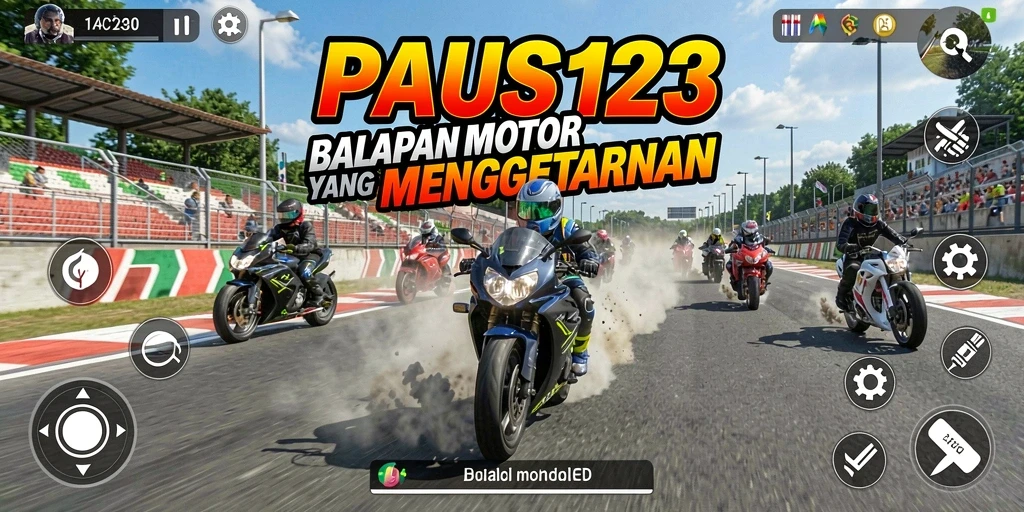 Tampilan mendebarkan dari gameplay balap motor di PAUS123.