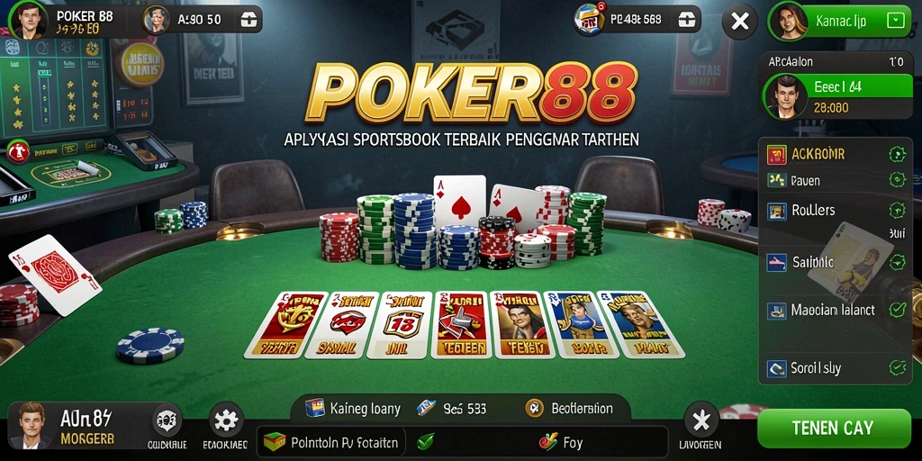 Screenshot menampilkan antarmuka taruhan POKER88 yang menarik.