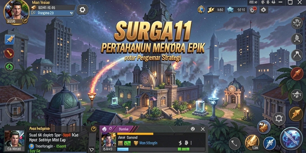 Tampilan menarik dari gameplay SURGA11 di Tower Defense.