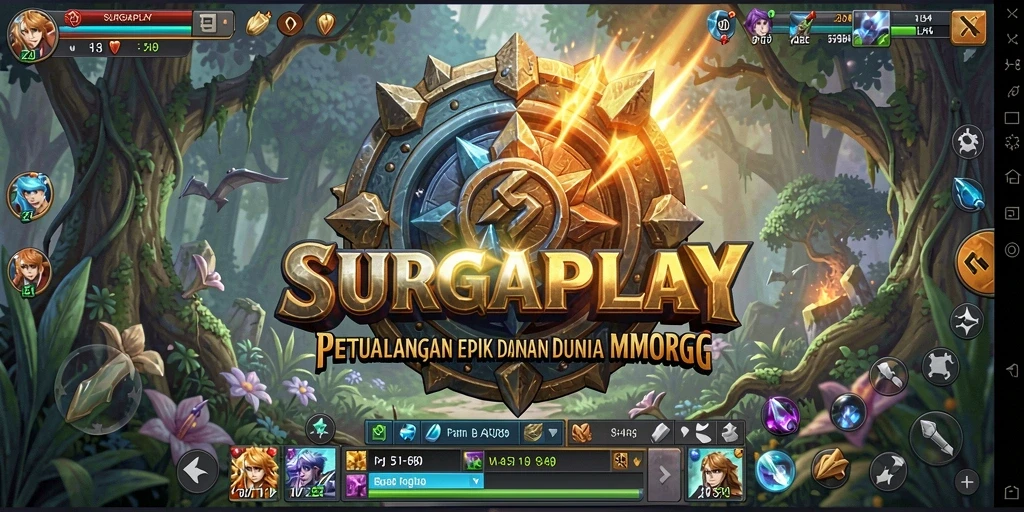 Gambar menunjukkan aksi seru dalam gameplay MMORPG SURGAPLAY.