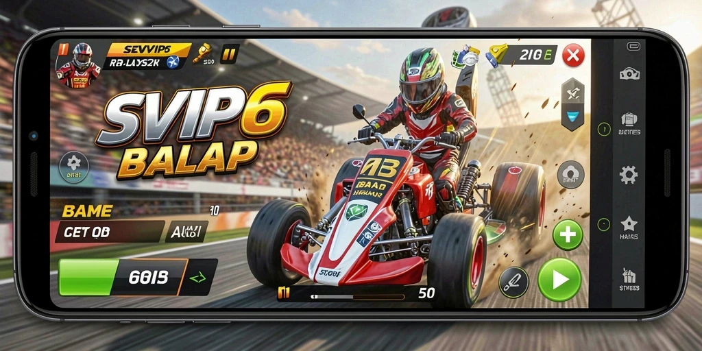 Screenshot gameplay SVIP6 menampilkan aksi balap yang mendebarkan.